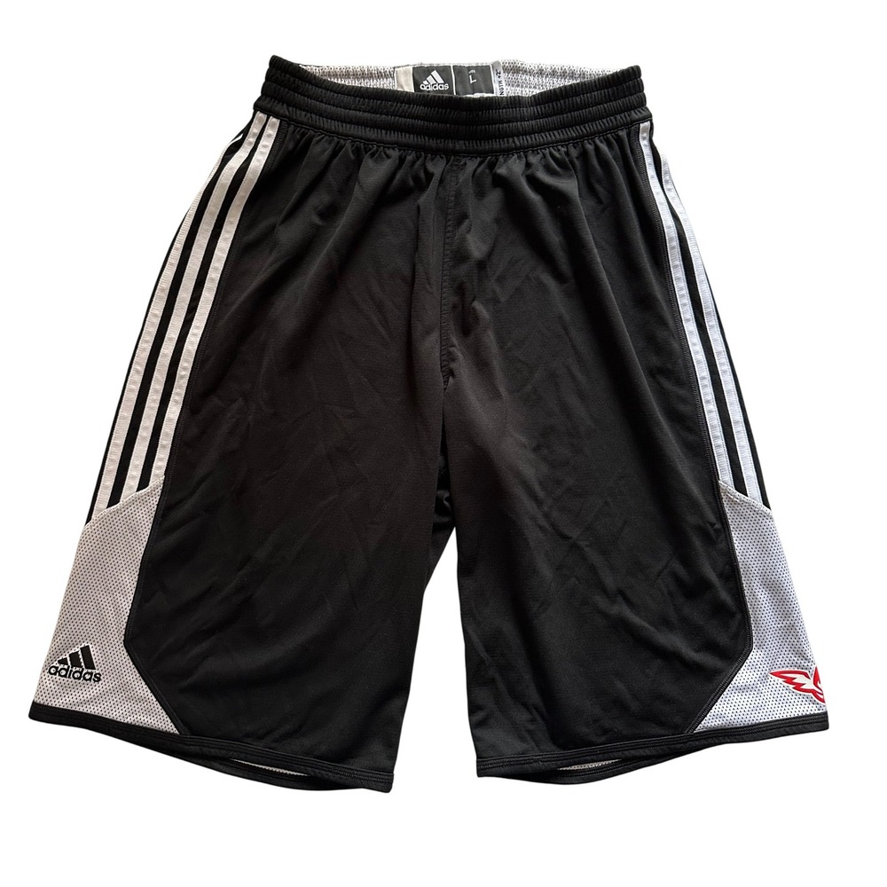 Adidas‎ Men's Athletic Shorts Black White 3 Stripe Basketball Mesh Size Large